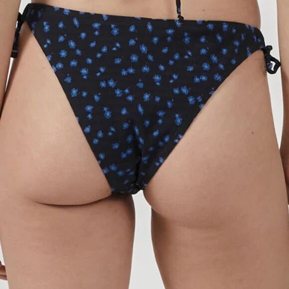 Nwt free people thrills ROMY STRING BIKINI BOTTOM black blue floral - Picture 2 of 6